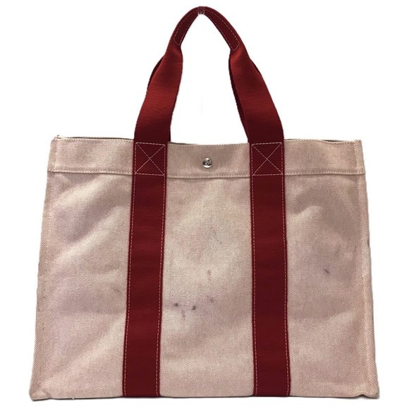 Hermes Bora GM Handbag Red Tote Bag Canvas Fabric HERMES - Picture 1 of 7